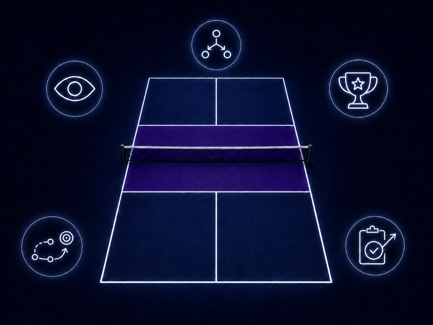 Court diagram illustrating zones, positioning, and decision flow